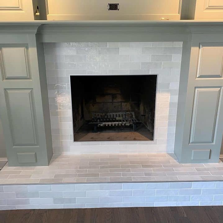 Fireplace tile backsplash